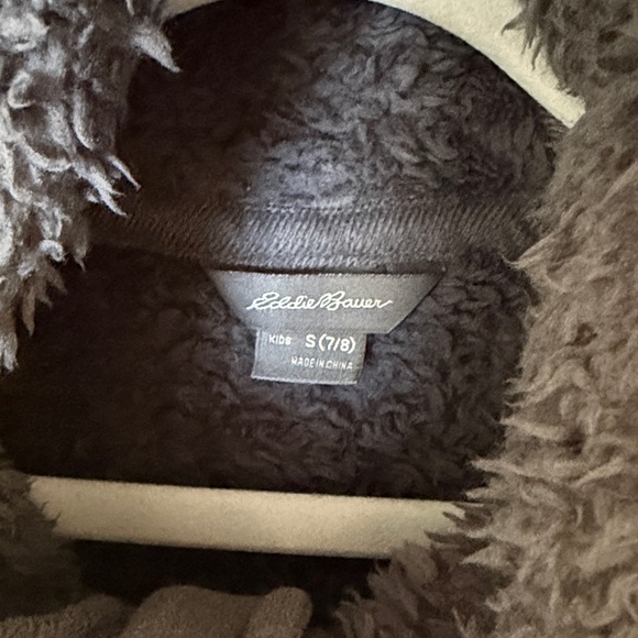 Eddie Bauer Boy’s Gray and Blue Full Zip Hooded Fleece Jacket - Picture 3 of 4